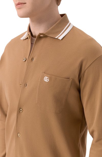 Хлопковая рубашка GUCCI бежевого цвета по цене 117000 руб., арт. 815513/XJG16, фото 5 Хлопковая рубашка GUCCI, арт. 815513/XJG16, фото 5