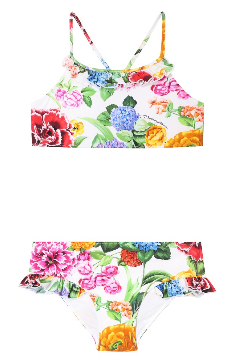 Детского раздельный купальник DOLCE & GABBANA разноцветного цвета, арт. L5J833/0N04R/8-14 | Фото 1 (Нос: Не проставлено; Девочки Кросс-КТ: Купальники-пляж; Материал внешний: Синтетический материал; Автоматизация состава: Проставлено; Ростовка одежда: 8 лет | 128 см, 10 - 11 лет | 140 - 146см, 13 - 15 лет | 158 см, 12 лет | 152 см, 16 лет | 164 см)