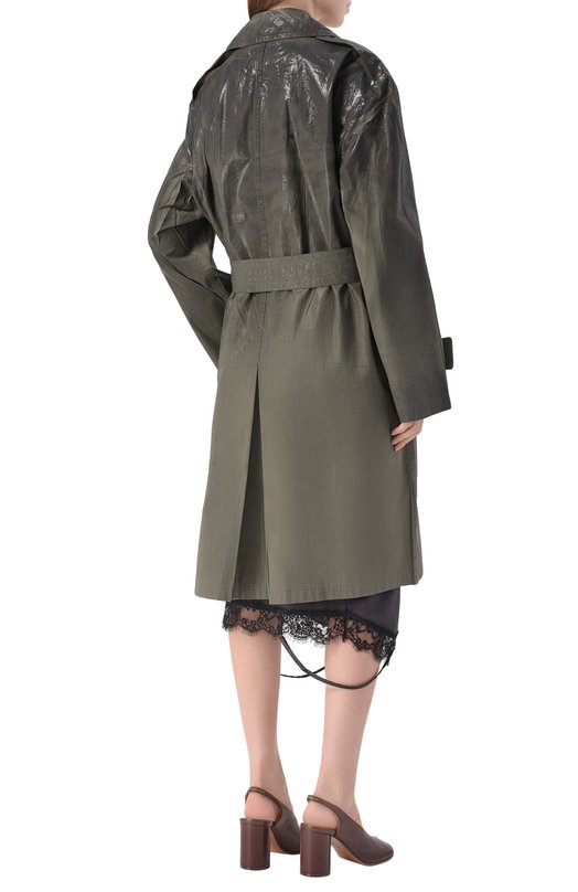 Хлопковый плащ Maison Margiela S51AH0208/M35783 Хаки  S51AH0208/M35783 Фото 4