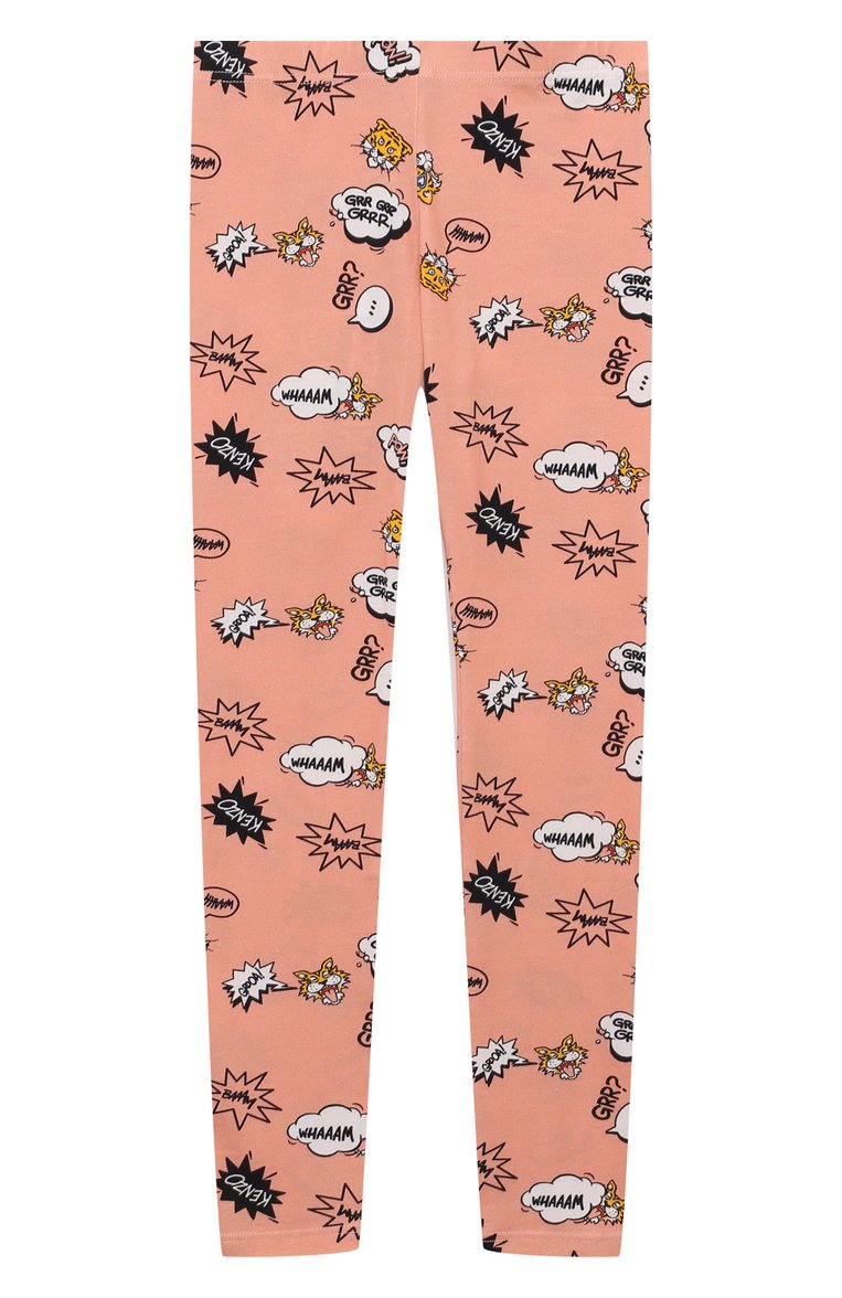 Детские хлопковые легинсы KENZO кораллового цвета, арт. K60203/6-12 | Фото 1 (Нос: Не проставлено; Материал внешний: Хлопок; Девочки Кросс-КТ: Леггинсы-одежда; Ростовка одежда: 5 лет | 110 см, 7 лет | 122 см, 10 - 11 лет | 140 - 146см, 12 лет | 152 см)