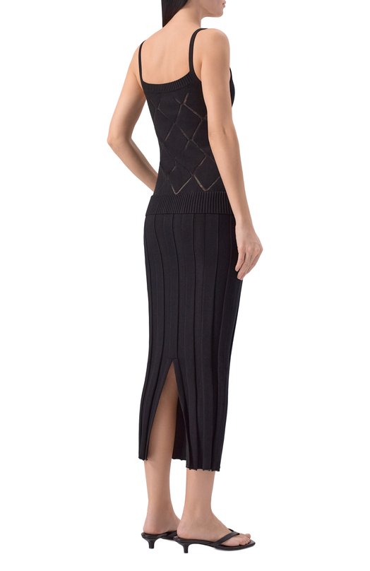 Платье из вискозы Yuzefi MARG0T-FITTED PLEATED STRAP DRESS/KNIT Чёрный  MARG0T-FITTED PLEATED STRAP DRESS/KNIT Фото 3