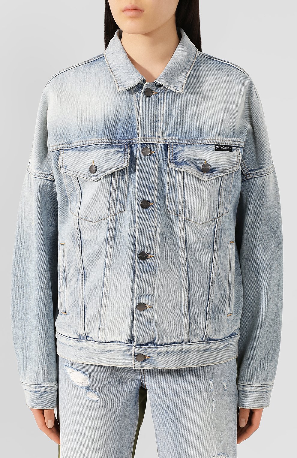 Джинсовая куртка PALM ANGELS голубого цвета по цене 68950 руб., арт. PWYE003S20DEN0014001, фото 3 Джинсовая куртка PALM ANGELS, арт. PWYE003S20DEN0014001, фото 3