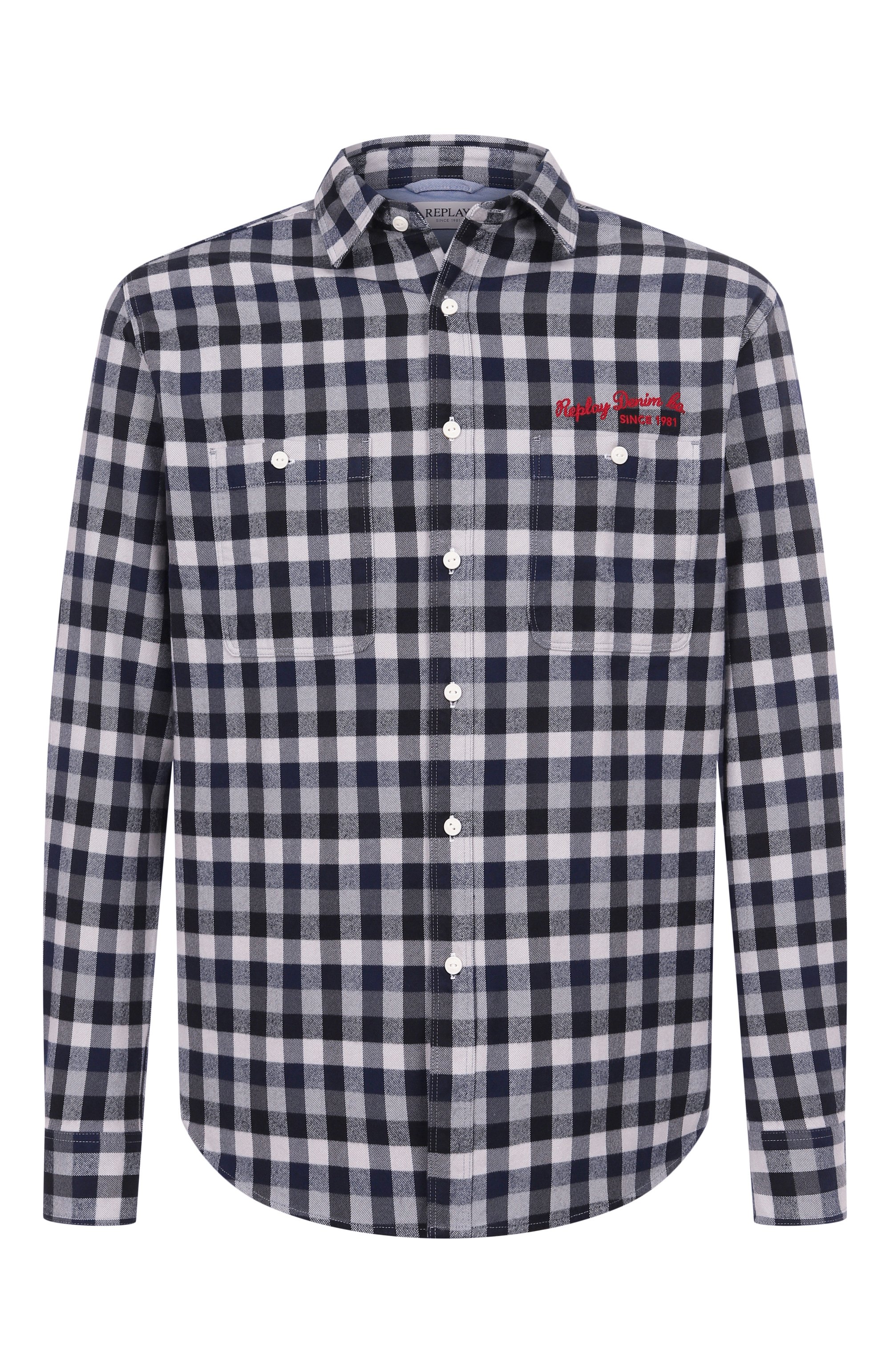 Хлопковая рубашка REPLAY разноцветного цвета по цене 19950 руб., арт. M4150 .000.52824, фото 1 Хлопковая рубашка REPLAY, арт. M4150 .000.52824, фото 1