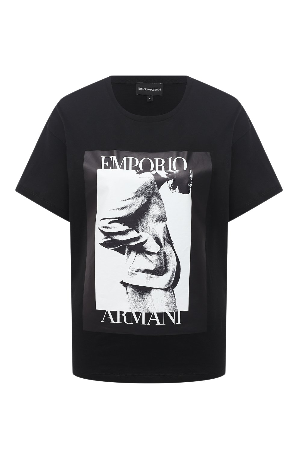 Хлопковая футболка EMPORIO ARMANI черного цвета по цене 18750 руб., арт. 6H2T7L/2J30Z, фото 1 Хлопковая футболка EMPORIO ARMANI, арт. 6H2T7L/2J30Z, фото 1
