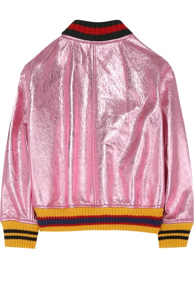 Куртка-бомбер из металлизированной кожи GUCCI, арт. 477954/XG449, фото 2