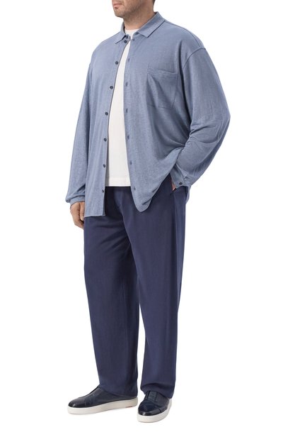 Льняная рубашка GIORGIO ARMANI голубого цвета по цене 113000 руб., арт. GM004109/TE11335, фото 2 Льняная рубашка GIORGIO ARMANI, арт. GM004109/TE11335, фото 2