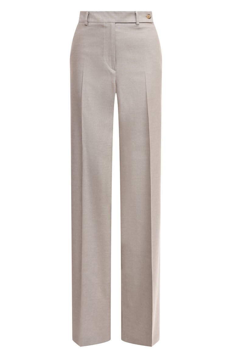 Женские брюки из шелка и шерсти KITON бежевого цвета, арт. D48109K0905C | Фото 1 (Материал внешний: Шелк, Шерсть; Женское Кросс-КТ: Брюки-одежда; Случай: Формальный; Стили: Классический; Силуэт Ж (брюки и джинсы): Прямые; Длина (брюки, джинсы): Стандартные; Автоматизация состава: Проставлено; Автоматизация ТО: Проставлено)