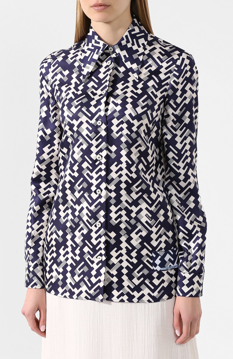 Шелковая рубашка PRADA, арт. P431E-1WUX-F0216, фото 3