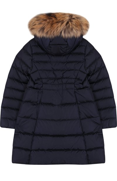 Пуховое пальто на молнии с капюшоном и меховой отделкой MONCLER ENFANT, арт. D2-954-49392-25-54155/12-14A, фото 2