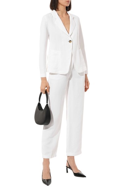 Брюки из вискозы и льна EMPORIO ARMANI белого цвета по цене 46550 руб., арт. 3R2P81/2NM8Z, фото 2 Брюки из вискозы и льна EMPORIO ARMANI, арт. 3R2P81/2NM8Z, фото 2