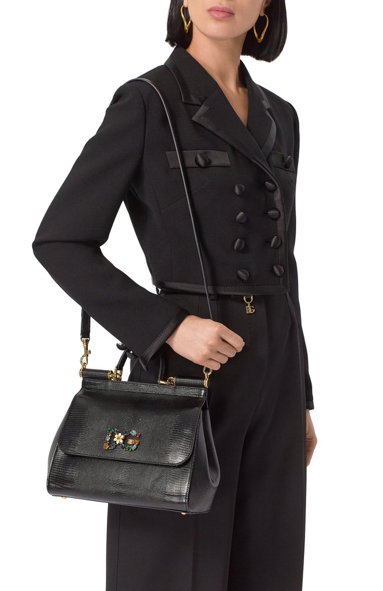 Женская сумка sicily medium DOLCE & GABBANA черного цвета, арт. BB6002/AI742 | Фото 2 (Ремень/цепочка: На ремешке; Материал: Натуральная кожа; Статус проверки: Проверено, Проверена категория; Сумки-технические: Сумки через плечо, Сумки top-handle; Размер: medium)