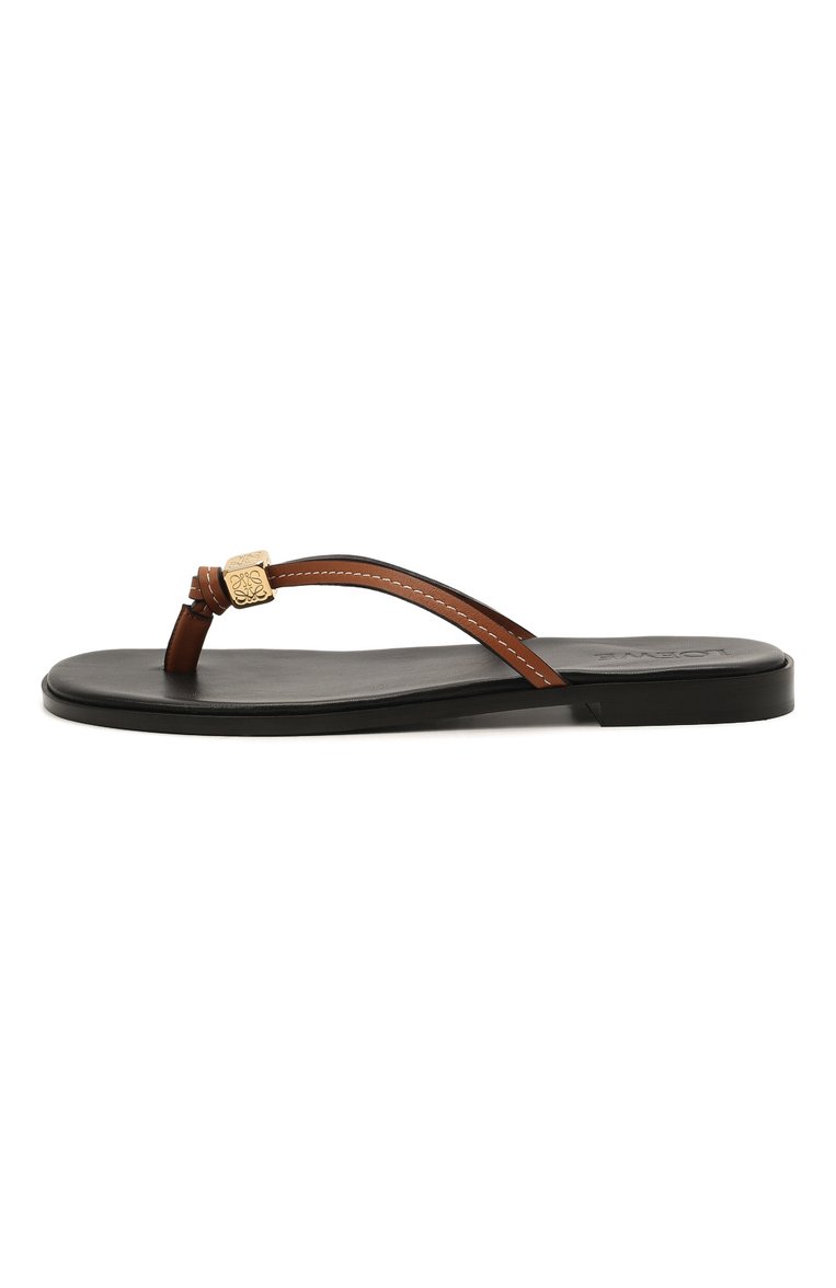 Женские комбинированные шлепанцы loewe x paula's ibiza LOEWE коричневого цвета, арт. L616465X09 | Фото 4 (Материал внутренний: Натуральная кожа; Каблук высота: Низкий; Подошва: Плоская; Драгоценные камни: Проставлено; Материал сплава: Проставлено; Материал внешний: Натуральная кожа)