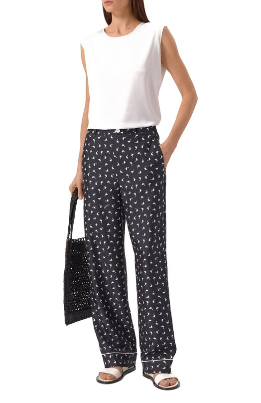 Шелковые брюки Moschino A0341/0562 Чёрно-белый  A0341/0562 Фото 2