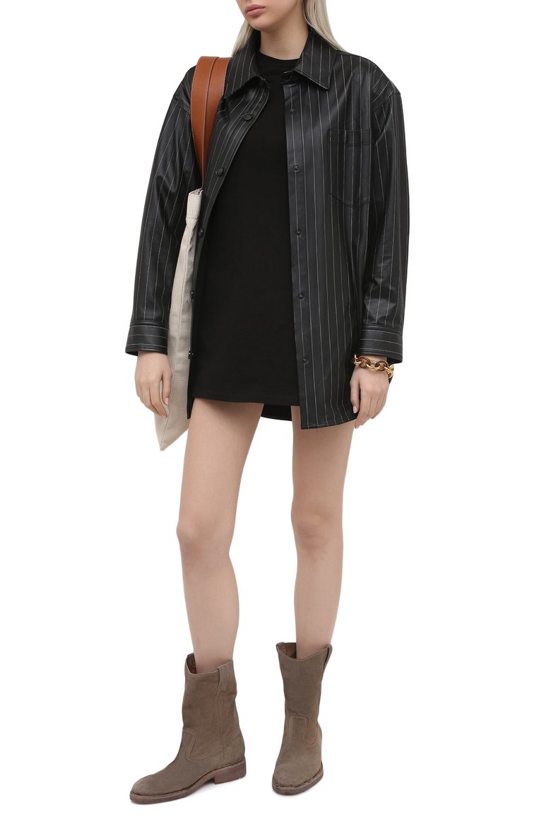 Женские замшевые сапоги GOLDEN GOOSE DELUXE BRAND светло-коричневого цвета, арт. GWF00153.F000677 | Фото 2 (Каблук высота: Низкий; Высота голенища: Низкие; Материал внутренний: Натуральная кожа; Каблук тип: Устойчивый; Женское Кросс-КТ: Без шнуровки-ботинки; Материал внешний: Замша, Натуральная кожа; Подошва: Плоская; Материал утеплителя: Без утеплителя; Материал сплава: Проставлено; Драгоценные камни: Проставлено)