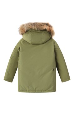 Детского пуховая парка WOOLRICH хаки цвета, арт. CFWKOU0187MRUT0641 | Фото 2 (Драгоценные камни: Проставлено; Мат�ериал утеплителя: Пух и перо; Рукава: Длинные; Материал сплава: Проставлено; Кросс-КТ: Зима; Мальчики Кросс-КТ: парка-верхняя одежда; Материал внешний: Хлопок, Синтетический материал; Ростовка одежда: 8 лет | 128 см, 6 лет | 116 см, 10 - 11 лет | 140 - 146см, 12 лет | 152 см, 16 лет | 164 см)