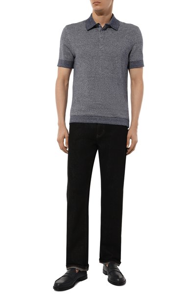 Поло из хлопка и льна ZEGNA синего цвета по цене 87550 руб., арт. UD372A7/D727, фото 2 Поло из хлопка и льна ZEGNA, арт. UD372A7/D727, фото 2