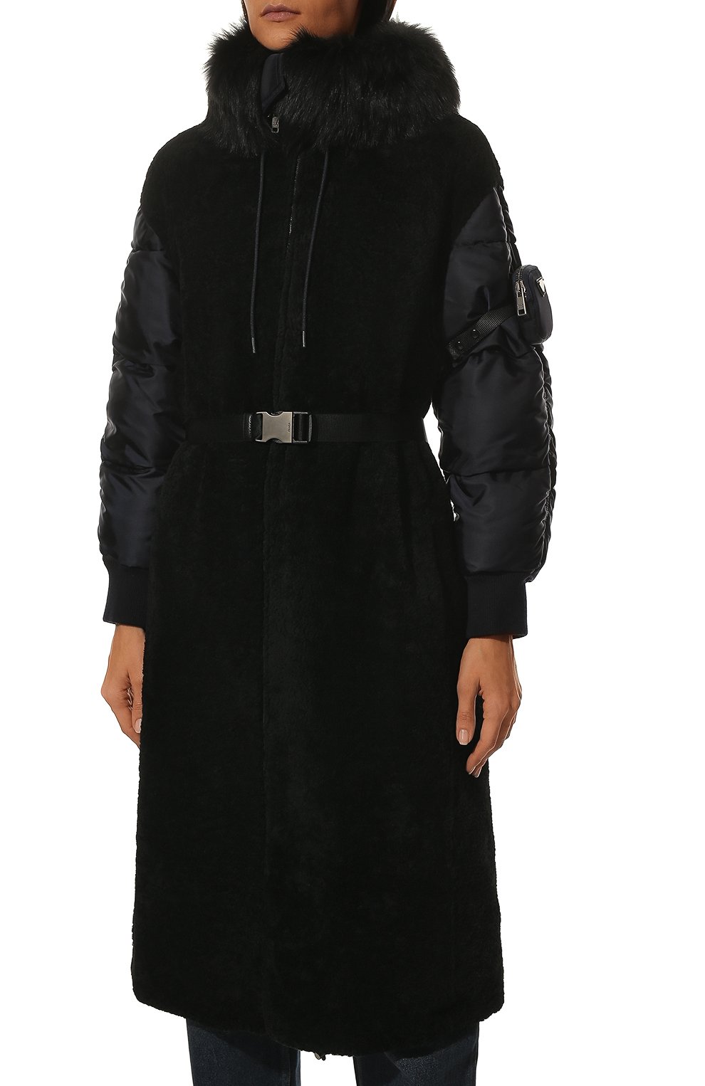 Комбинированная дубленка PRADA черного цвета по цене 1050000 руб., арт. 56985M-1YDY-F0D9M, фото 3 Комбинированная дубленка PRADA, арт. 56985M-1YDY-F0D9M, фото 3