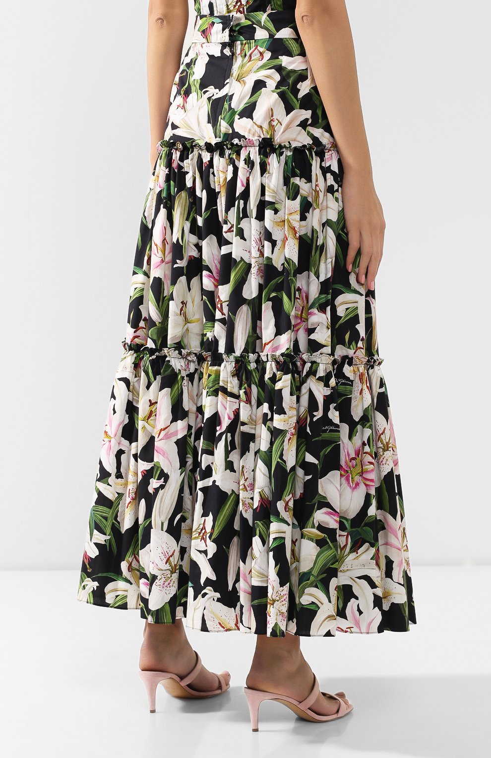 Хлопковая юбка DOLCE & GABBANA черного цвета по цене 156500 руб., арт. F4A8QT/HS5E0, фото 4 Хлопковая юбка DOLCE & GABBANA, арт. F4A8QT/HS5E0, фото 4