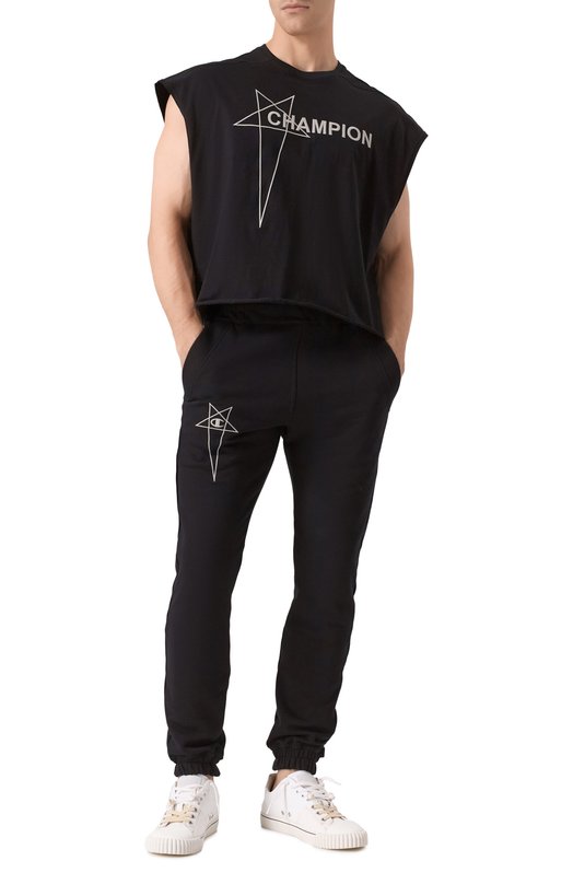 Хлопковая майка Rick Owens x Champion Rick Owens CM01E1668/CHJG Чёрный  CM01E1668/CHJG Фото 2