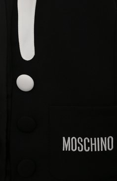 Детский жакет MOSCHINO черного цвета, арт. HDA00N/L1A11/4-8 | Фото 3 (Девочки Кросс-КТ: Жакет-одежда; Рукава: Длинные; Материал внешний: Синтетический материал; Материал сплава: Проставлено; Драгоценные камни: Проставлено; Материал подклада: Купро; Рост�овка одежда: 6 лет | 116 см, 8 лет | 128 см)