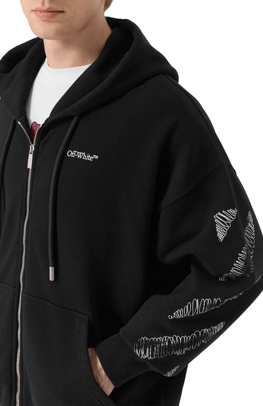 Хлопковая толстовка Off-White 0MBE015F25FLE003 Чёрный  0MBE015F25FLE003 Фото 5