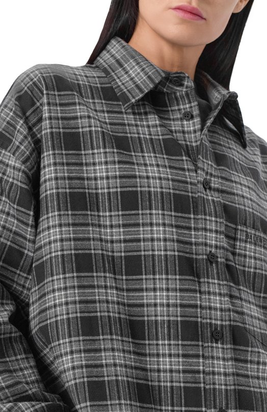 Хлопковая рубашка Balenciaga 852341/TTM02 Серый  852341/TTM02 Фото 5
