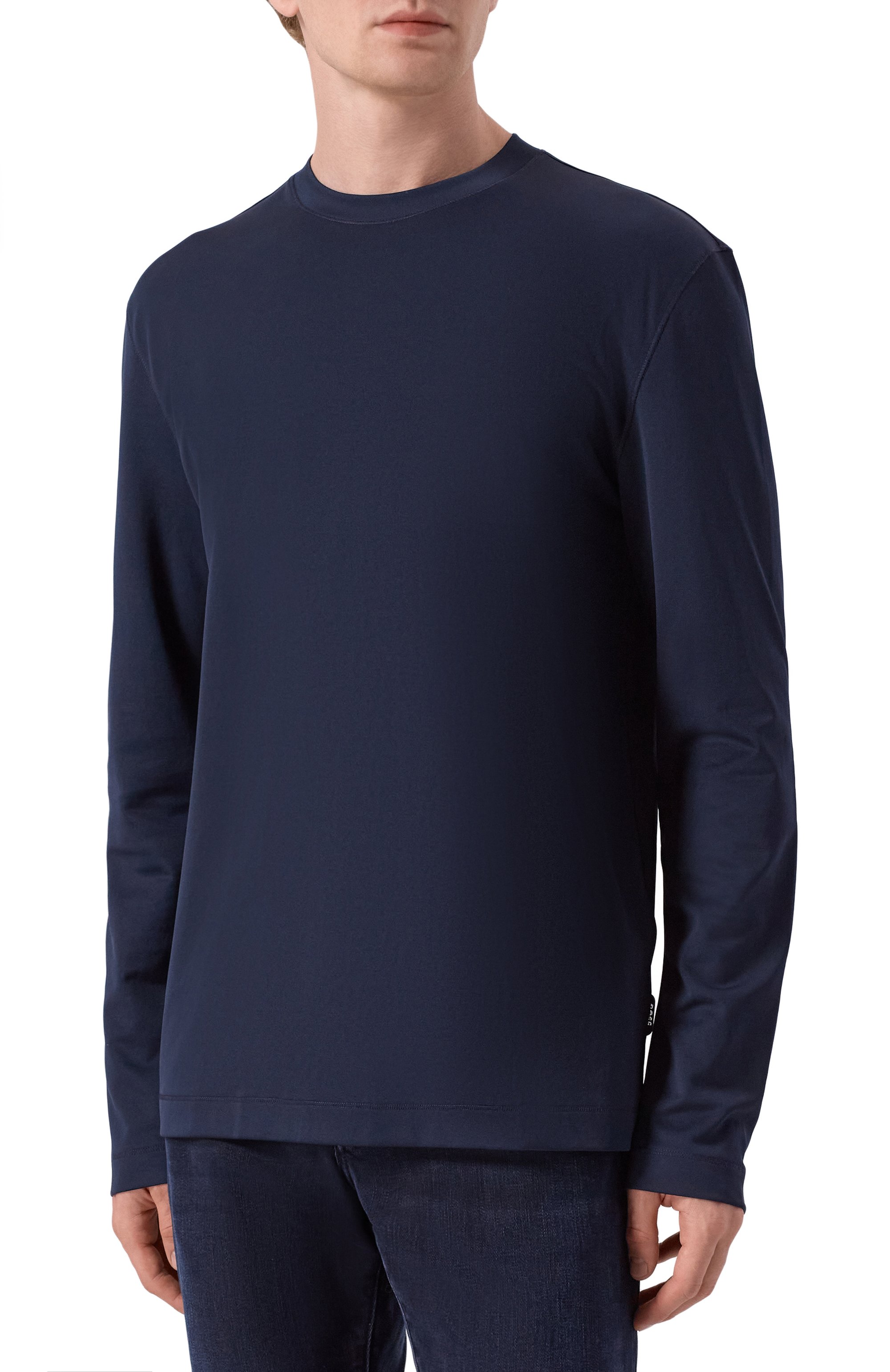 Лонгслив BOSS темно-синего цвета по цене 17950 руб., арт. 50554524, фото 3 Лонгслив BOSS, арт. 50554524, фото 3