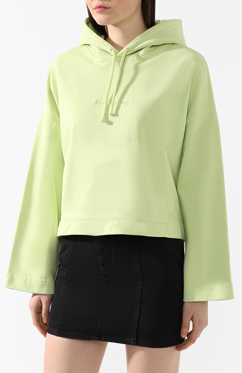 Хлопковое худи ACNE STUDIOS зеленого цвета по цене 19600 руб., арт. AI0019, фото 3 Хлопковое худи ACNE STUDIOS, арт. AI0019, фото 3