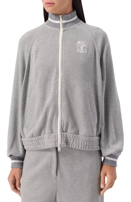 Толстовка из вискозы и хлопка Brunello Cucinelli MP930SN906 Серый  MP930SN906 Фото 3