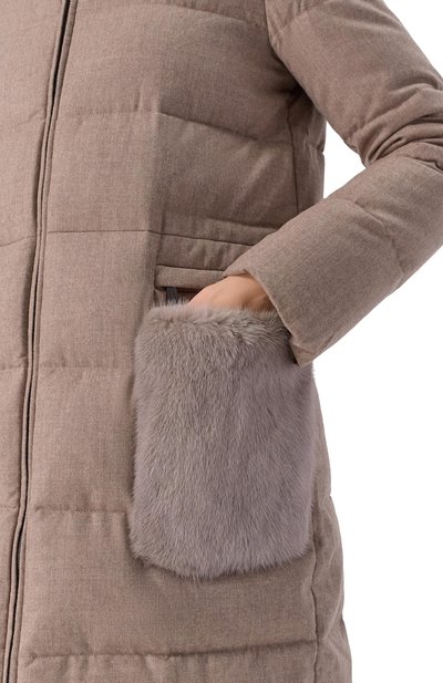 Шерстяной пуховик с отделкой из норки MANZONI24, арт. 25M1309-ZEL0V/48-50, фото 5