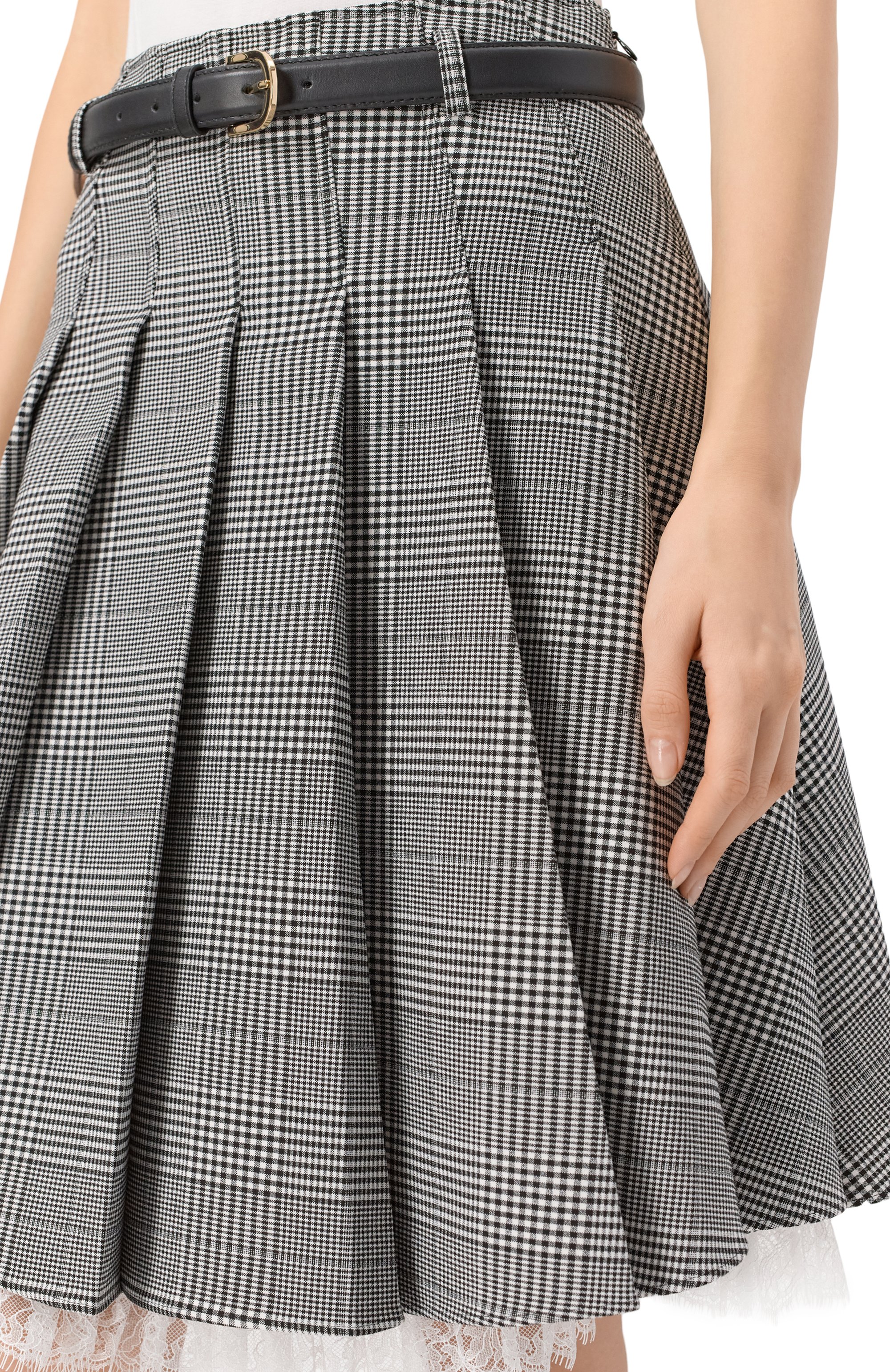 Плиссированная юбка SELF-PORTRAIT, арт. PF25104MSKBW, фото 5