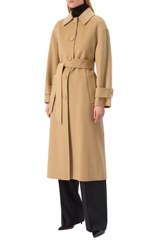 Пальто из шерсти и кашемира Max Mara Studio 0ZI0S0 Бежевый  0ZI0S0 Фото 3