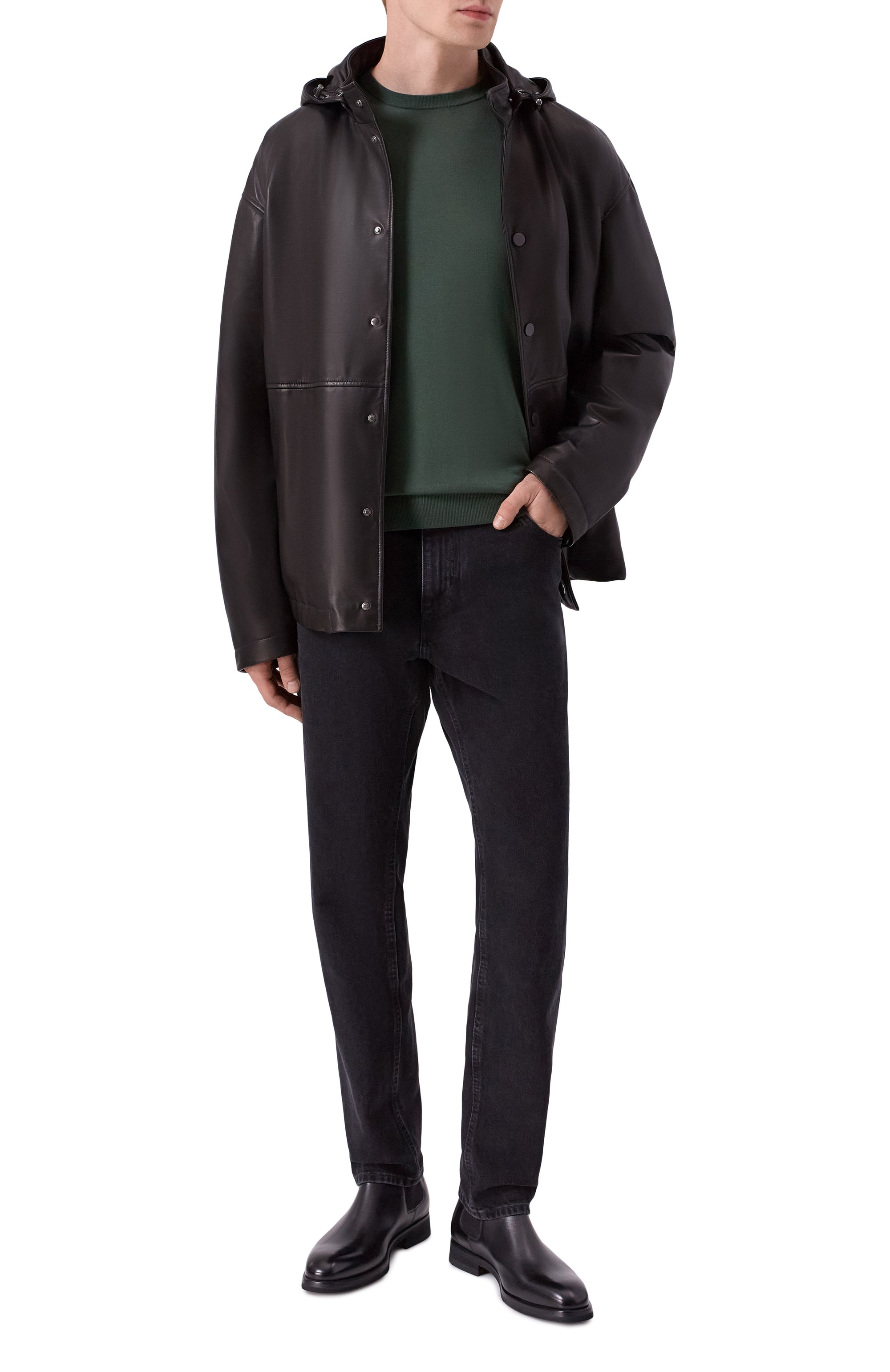 Кожаная куртка MVST черного цвета по цене 445500 руб., арт. M25.1PM.B004/CREAM NAPPA, фото 2 Кожаная куртка MVST, арт. M25.1PM.B004/CREAM NAPPA, фото 2