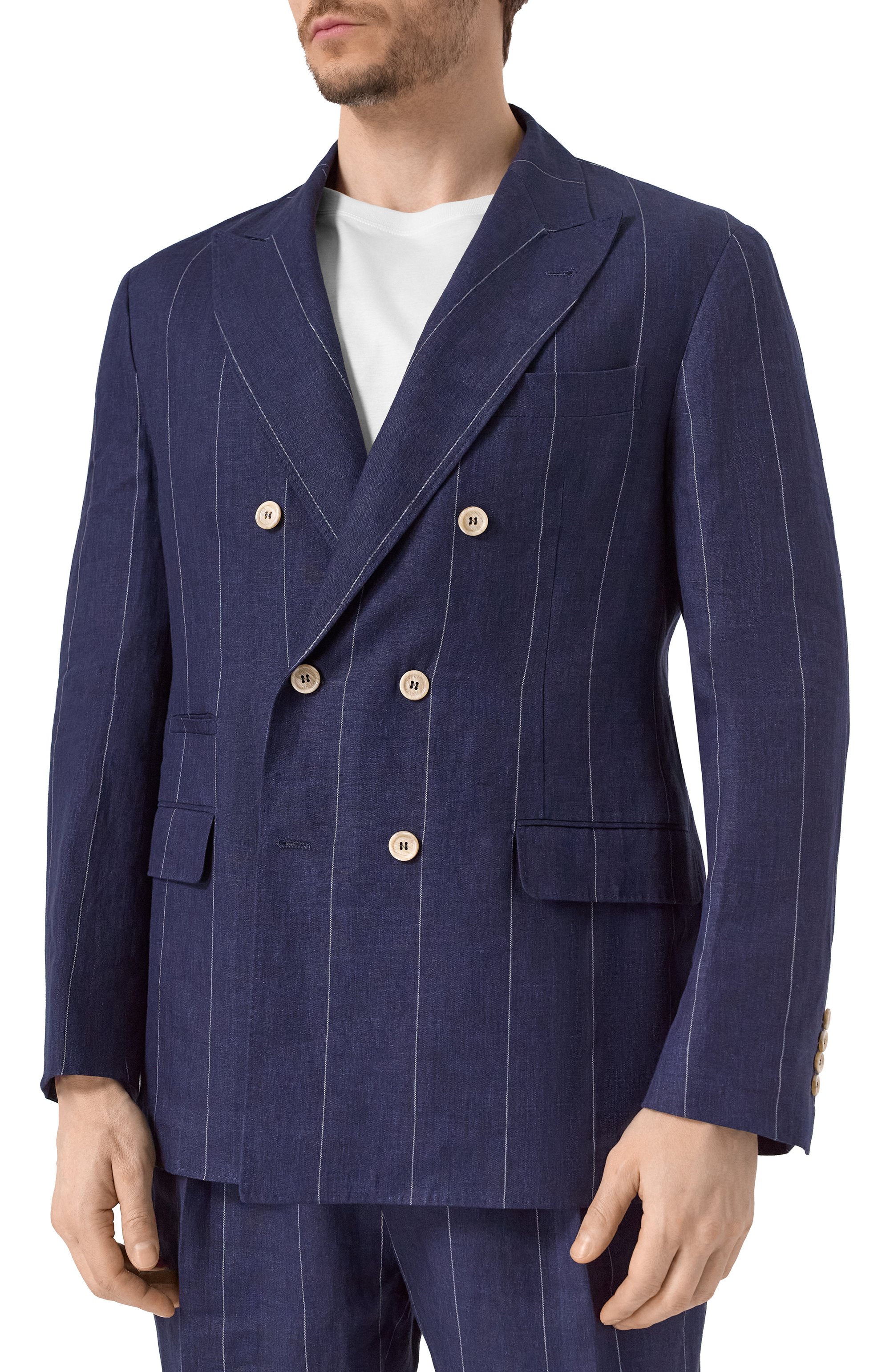 Льняной костюм BRUNELLO CUCINELLI темно-синего цвета по цене 541000 руб., арт. MB400LDPM, фото 4 Льняной костюм BRUNELLO CUCINELLI, арт. MB400LDPM, фото 4