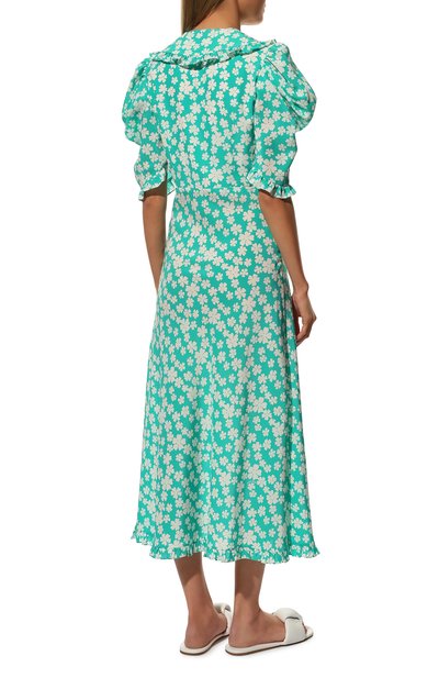 Шелковое платье MIU MIU бирюзового цвета по цене 240000 руб., арт. MF4522-10MA-F0G1S, фото 4 Шелковое платье MIU MIU, арт. MF4522-10MA-F0G1S, фото 4