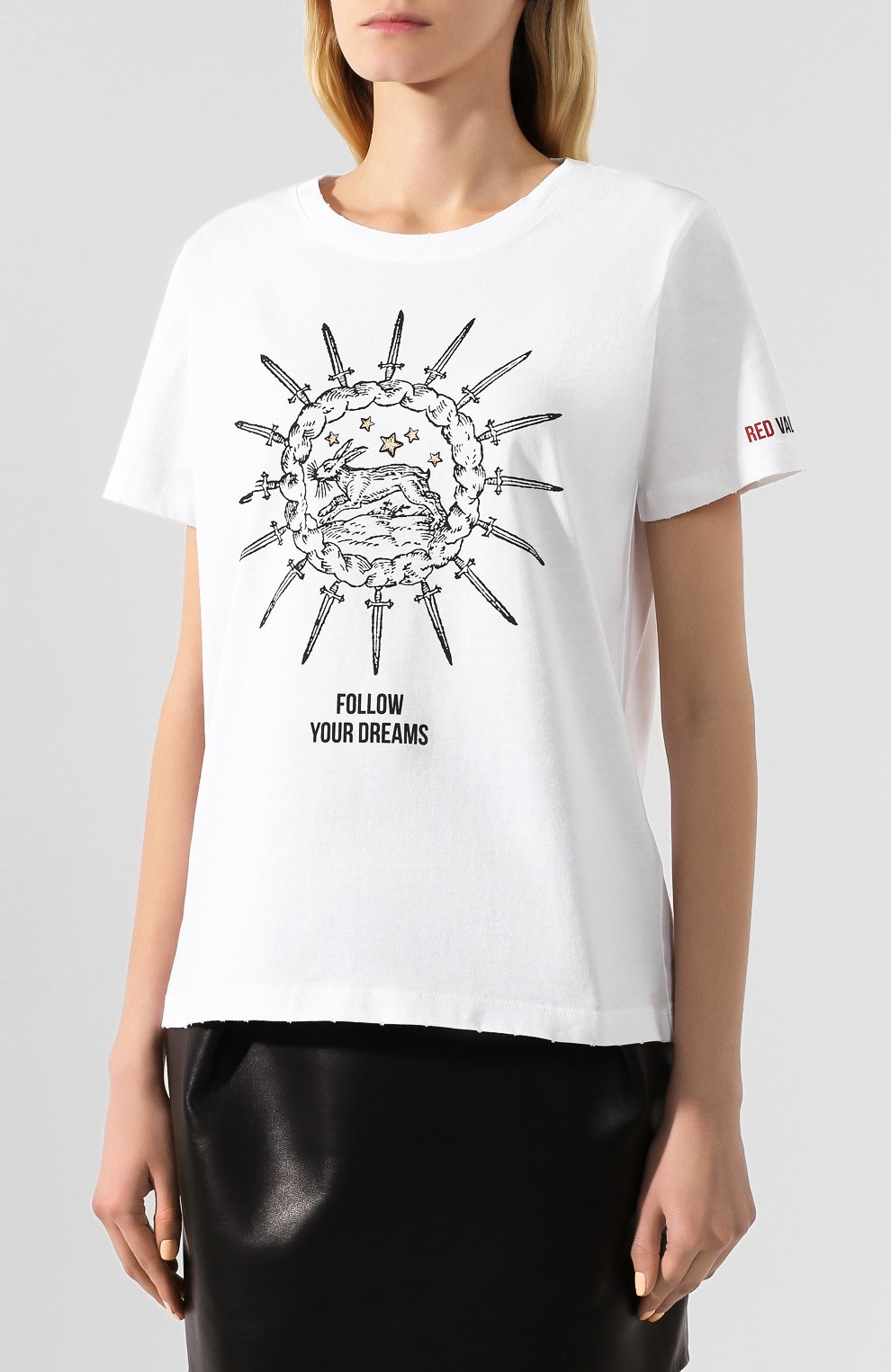 Хлопковая футболка REDVALENTINO белого цвета по цене 13200 руб., арт. TR3MG04A/4V3, фото 3 Хлопковая футболка REDVALENTINO, арт. TR3MG04A/4V3, фото 3