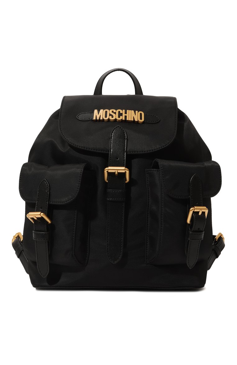 Женский рюкзак MOSCHINO черного цвета, арт. 2317 B7601/8202 | Фото 1 (Размер: medium; Материал: Текстиль; Стили: Кэжуэл; Материал сплава: Проставлено; Драгоценные камни: Проставлено)