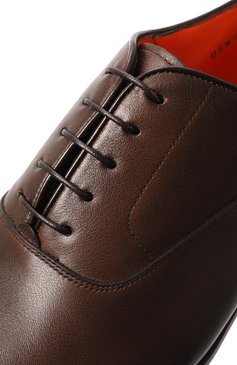Мужские кожаные оксфорды levante SANTONI темно-коричневого цвета, арт. MCLG17801SA3BSLFN01 | Фото 7 (Материал внутренний: Натуральная кожа; Стили: Классический; Нос: Не проставлено; Материал сплава: Проставлено; Материал внешний: Натуральная кожа)