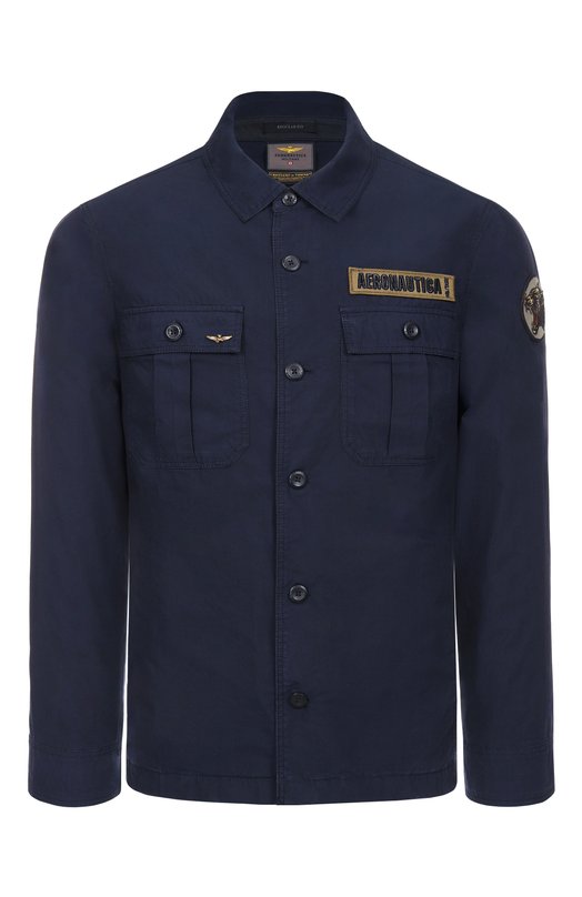 Хлопковая куртка-рубашка Aeronautica Militare 251AC032CT3505 Синий 251AC032CT3505