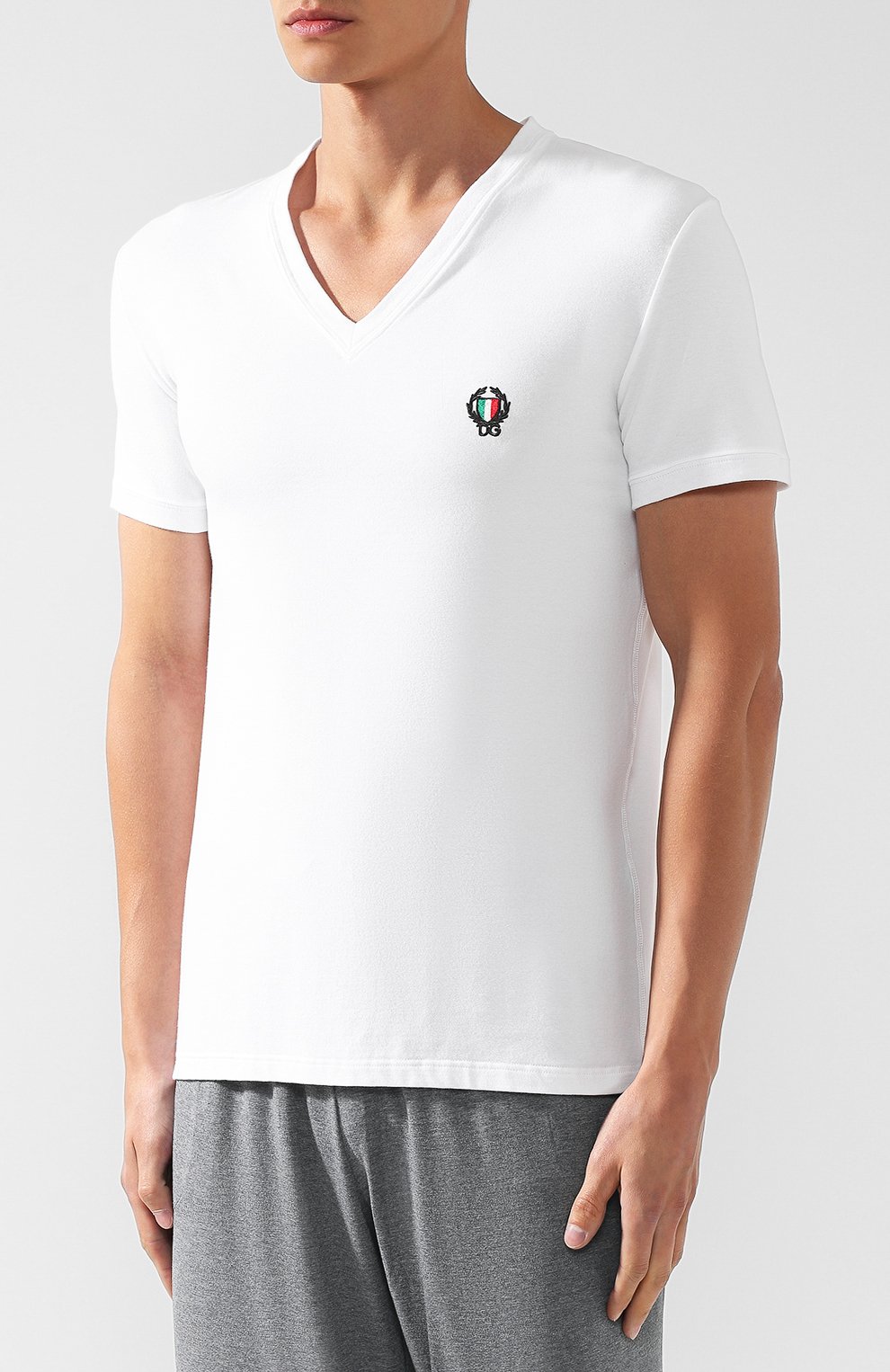 Хлопковая футболка с v-образным вырезом DOLCE & GABBANA, арт. N8A05J/00020, фото 3