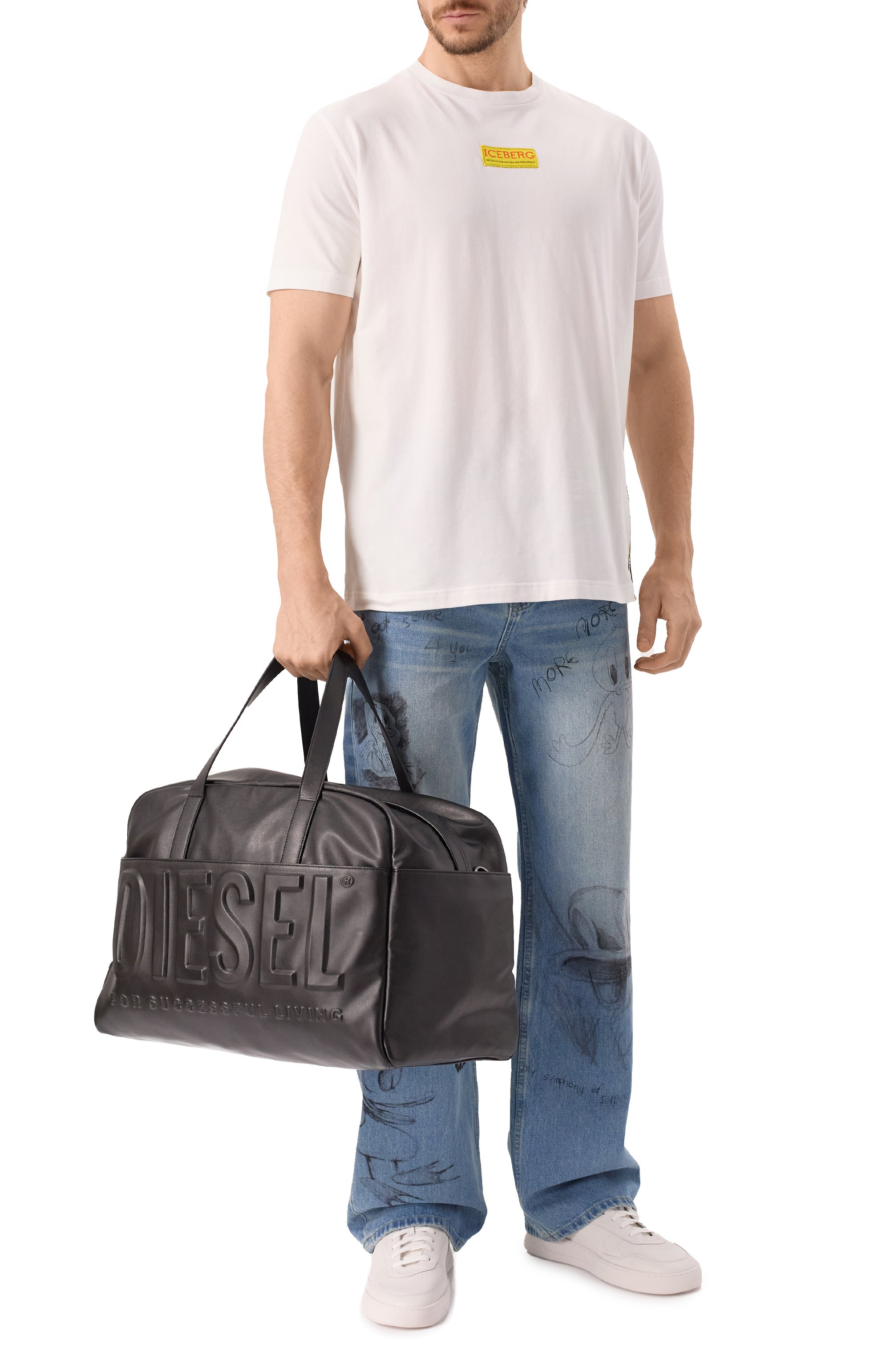 Хлопковая футболка ICEBERG белого цвета по цене 14600 руб., арт. F019/6318, фото 2 Хлопковая футболка ICEBERG, арт. F019/6318, фото 2