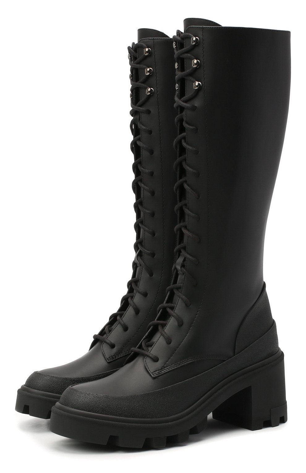 Кожаные сапоги c boots MONCLER черного цвета по цене 97650 руб., арт. F2-09B-4G702-00-02SEP, фото 1 Кожаные сапоги c boots MONCLER, арт. F2-09B-4G702-00-02SEP, фото 1