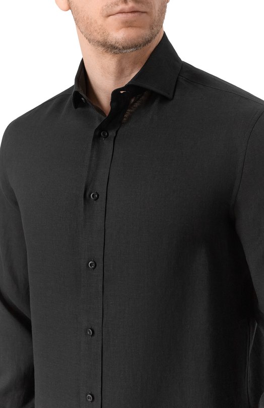Льняная рубашка Brunello Cucinelli MM6840627 Чёрный  MM6840627 Фото 5