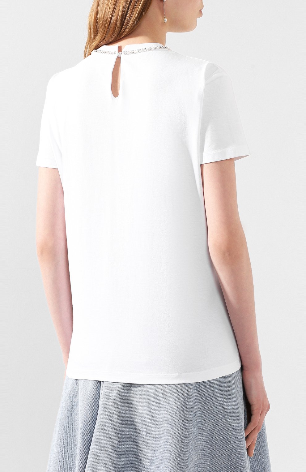 Хлопковая футболка MIU MIU белого цвета по цене 59000 руб., арт. MJN137-1RE2-F0009, фото 4 Хлопковая футболка MIU MIU, арт. MJN137-1RE2-F0009, фото 4