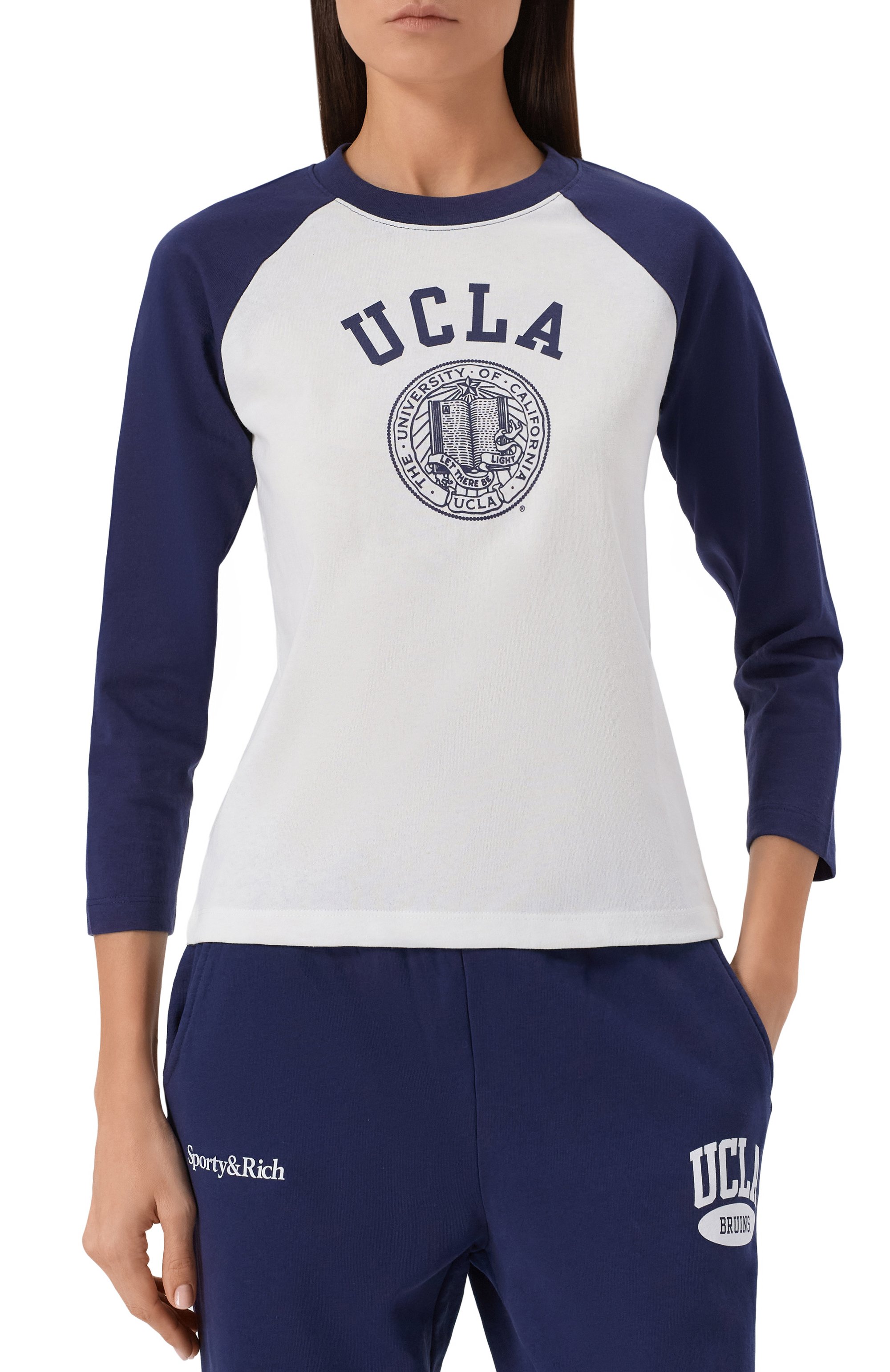 Хлопковый лонгслив sporty & rich x ucla SPORTY AND RICH, арт. T0046615639WH50, фото 3