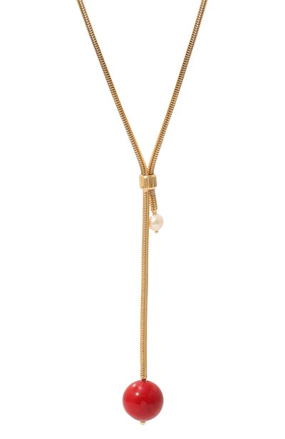 Колье с натуральным жемчугом и красным агатом CRYSTALLINE JEWELLERY, арт. 576D, фото 3