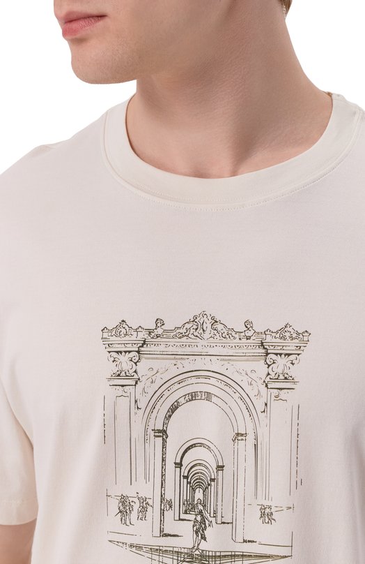 Хлопковая футболка Brunello Cucinelli M0B138521P Кремовый  M0B138521P Фото 5