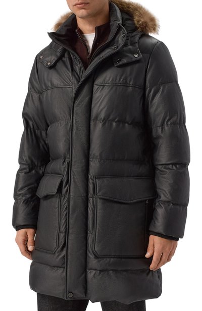 Кожаный пуховик с отделкой из енота STEFANO RICCI, арт. MDJ5300431/5901, фото 3