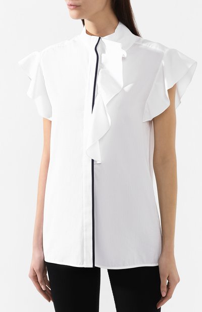 Хлопковый топ VICTORIA, VICTORIA BECKHAM белого цвета по цене 17250 руб., арт. SHVV 128B PSS19 C0TT0N SHIRTING, фото 3 Хлопковый топ VICTORIA, VICTORIA BECKHAM, арт. SHVV 128B PSS19 C0TT0N SHIRTING, фото 3
