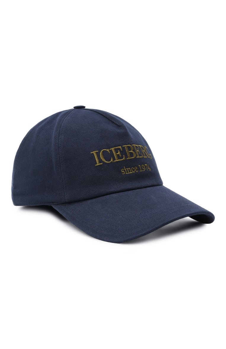 Мужская хлопковая бейсболка ICEBERG темно-синего цвета, арт. 7103/6920 | Фото 1 (Нос: Не проставлено; Материал сплава: Проставлено; Материал: Текстиль, Хлопок)